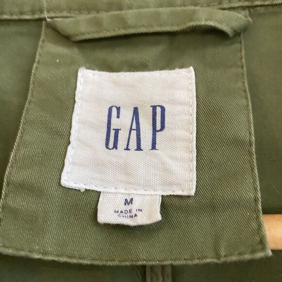 Gap Womens M Double Breasted‎ Military Style Collared Army Green Snap Jacket - Picture 2 of 12